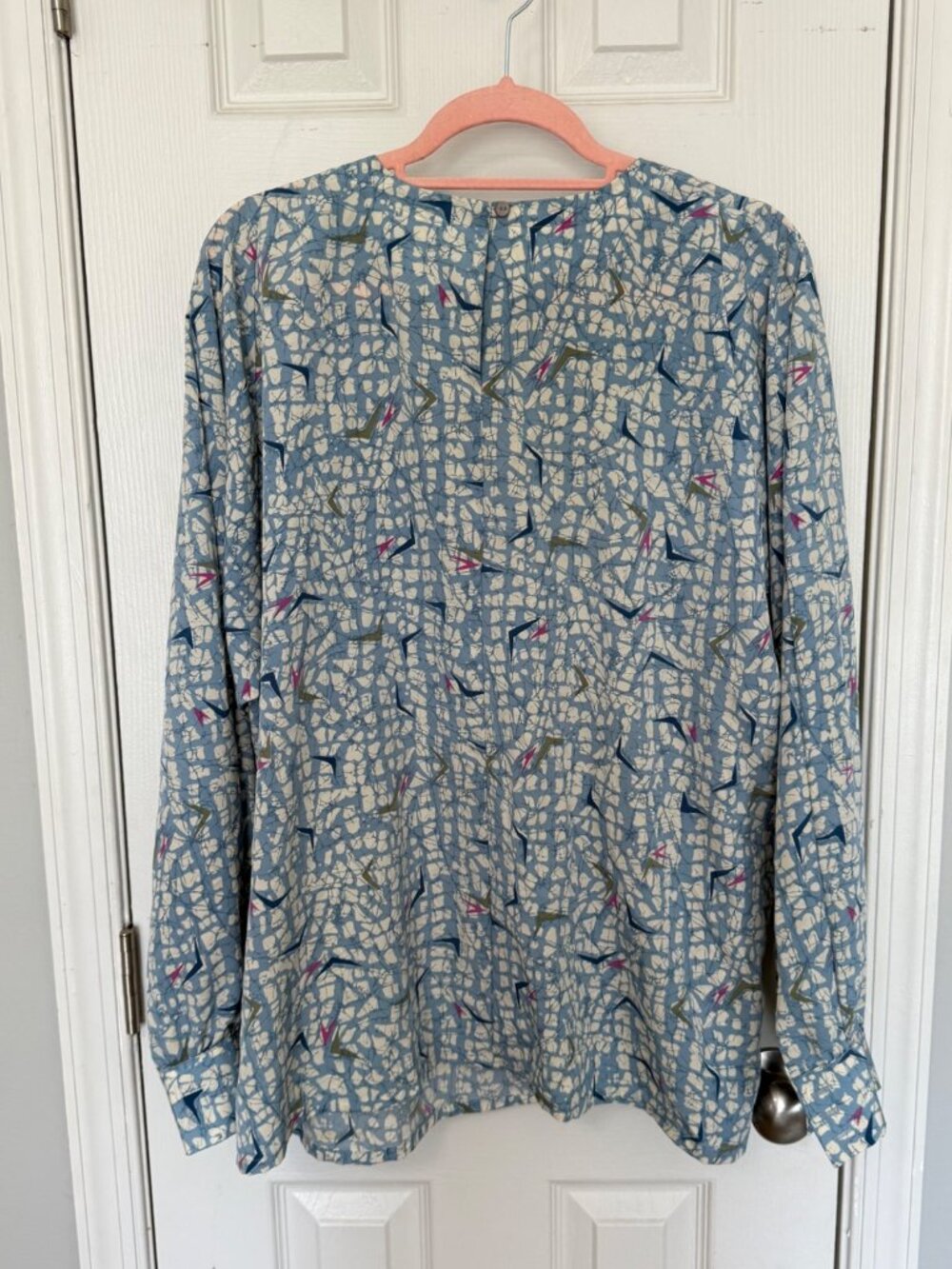 Vintage Country Sophisticates Made in the U.S.A. Long Sleeve Blouse XL Blue - Picture 6 of 9